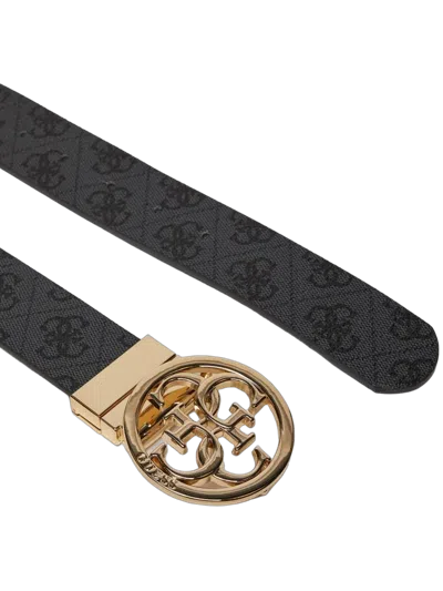 Guess Logo-embroidered Adjustable Belt In Black