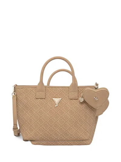 Guess Kids' Logo-embossed Quilted Tote Bag In Brown