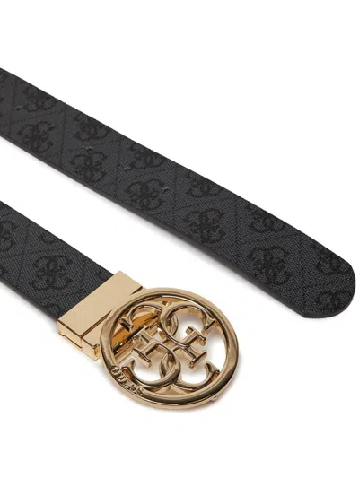 Guess Logo-embroidered Adjustable Belt In Black