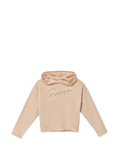 Guess Kids' Logo-embroidered Hoodie In Neutral