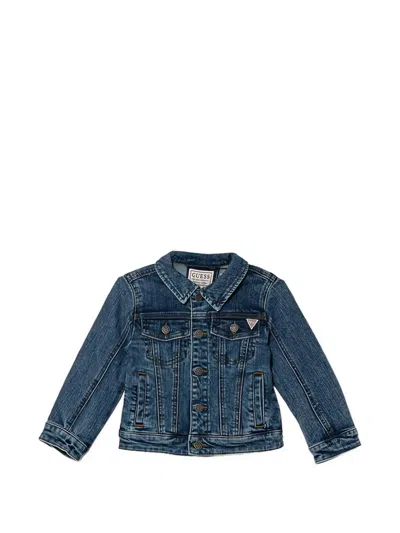 Guess Kids' Logo-embroidered Jacket In Blue