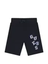 Guess Logo-patch Drawstring Shorts In Black