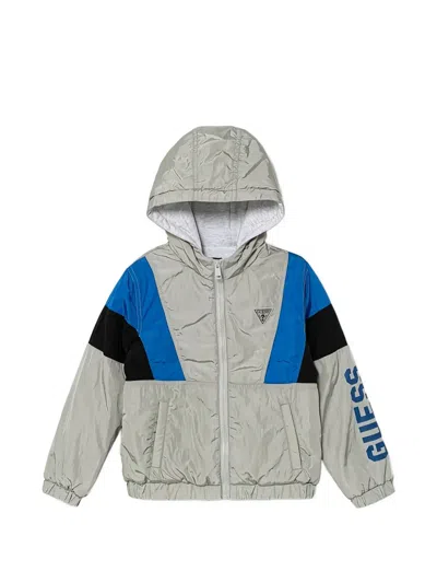 Guess Kids' Logo-patch Hooded Jacket In Multi