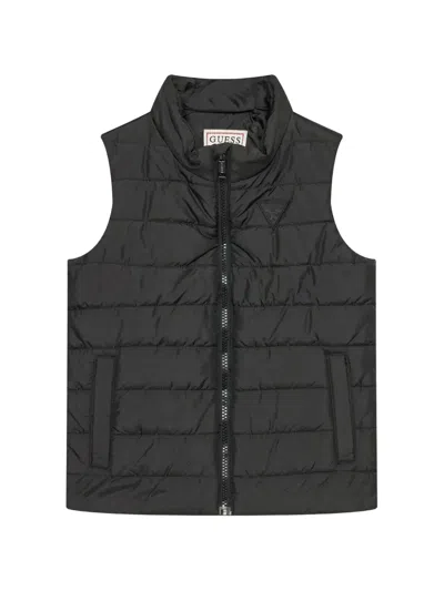 Guess Kids' 로고 패치 패딩 베스트 In Black
