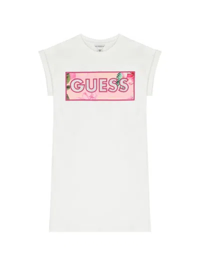 Guess Kids' Logo-patch T-shirt Dress In White