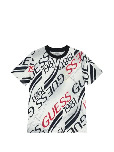 Guess Kids' Logo-pattern T-shirt In Multi