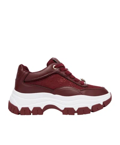 Guess Logo-plaque Chunky-sole Sneakers In Red