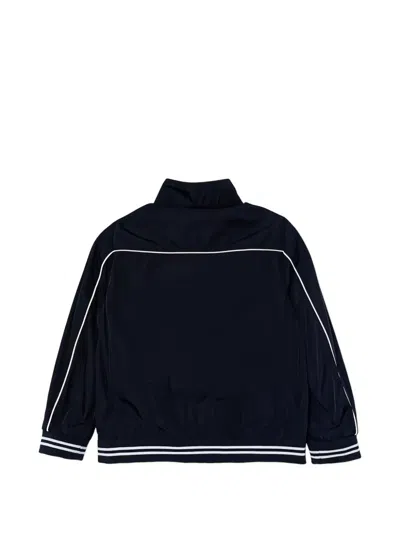 Guess Kids' Logo-plaque Stripe-detail Jacket In Blue