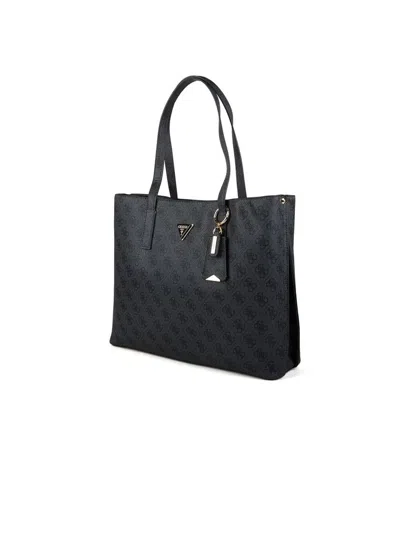 Guess Logo-print Polyurethane Tote Bag In Black