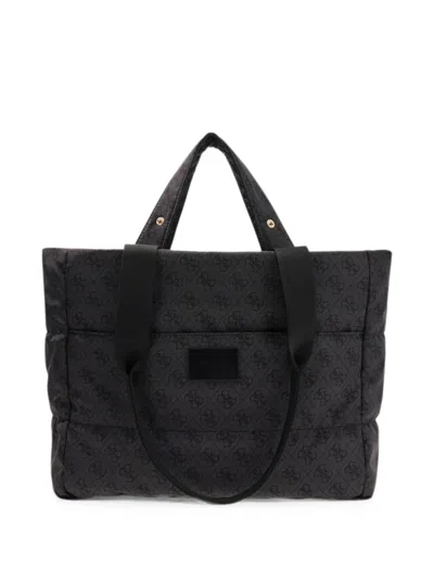 Guess Logo-print Quilted Changing Bag In Black