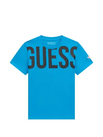 Guess Kids' Logo-print T-shirt In Blue