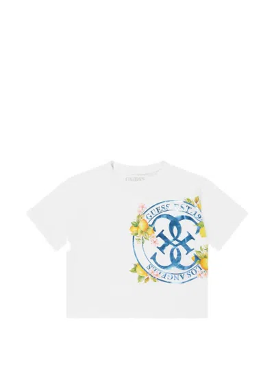 Guess Kids' Logo-print T-shirt In White