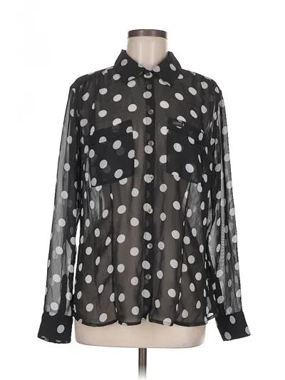 Pre-owned Guess Long Sleeve Blouse In Black
