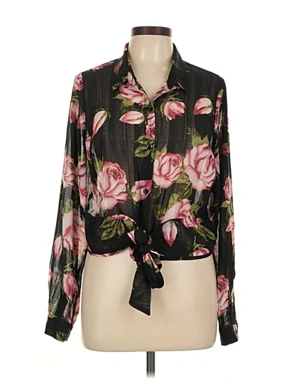 Pre-owned Guess Long Sleeve Blouse In Black