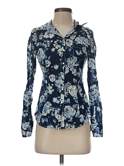 Pre-owned Guess Long Sleeve Blouse In Blue