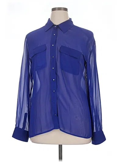 Pre-owned Guess Long Sleeve Blouse In Blue