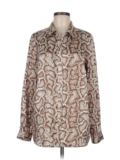 Pre-owned Guess Long Sleeve Blouse In Brown
