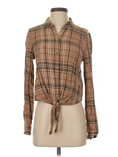 Pre-owned Guess Long Sleeve Blouse In Brown