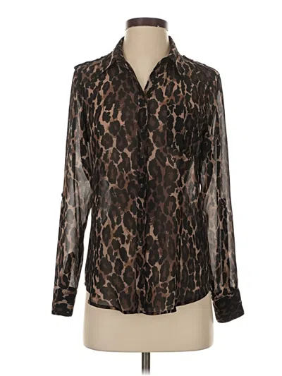 Pre-owned Guess Long Sleeve Blouse In Brown