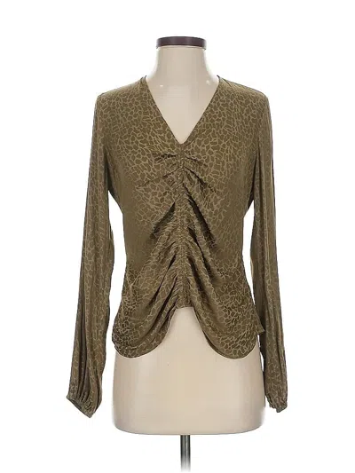 Pre-owned Guess Long Sleeve Blouse In Brown