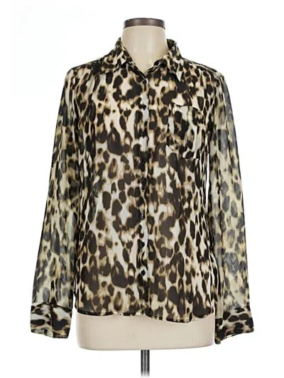 Pre-owned Guess Long Sleeve Blouse In Brown