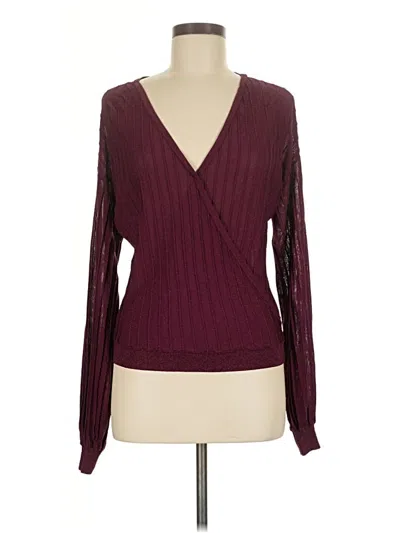 Pre-owned Guess Long Sleeve Blouse In Burgundy
