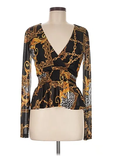 Pre-owned Guess Long Sleeve Blouse In Gold