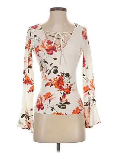 Pre-owned Guess Long Sleeve Blouse In Ivory