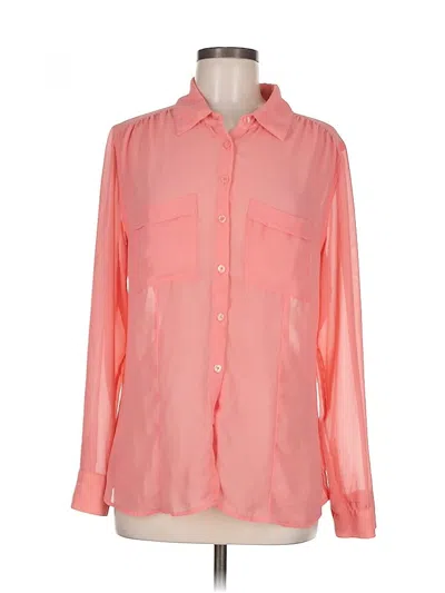 Pre-owned Guess Long Sleeve Blouse In Pink