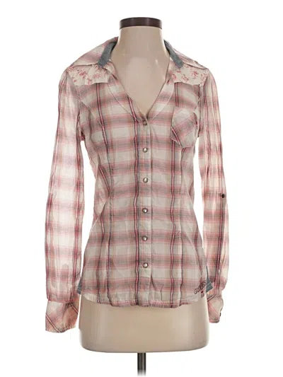 Pre-owned Guess Long Sleeve Blouse In Pink