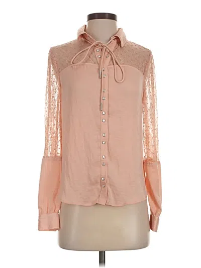 Pre-owned Guess Long Sleeve Blouse In Pink