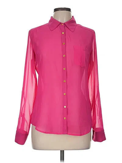 Pre-owned Guess Long Sleeve Blouse In Pink