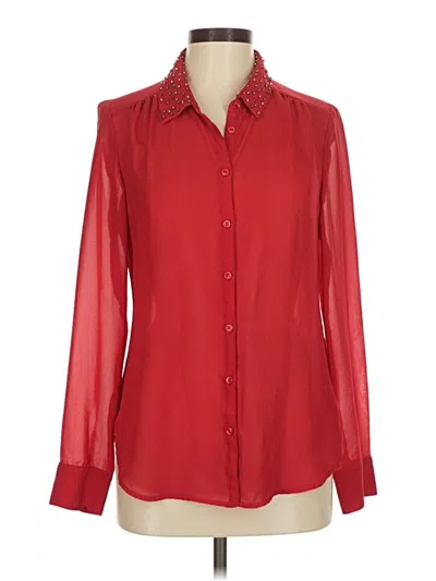 Pre-owned Guess Long Sleeve Blouse In Red