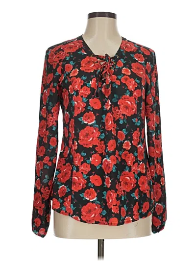 Pre-owned Guess Long Sleeve Blouse In Red