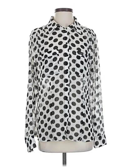 Pre-owned Guess Long Sleeve Blouse In Silver