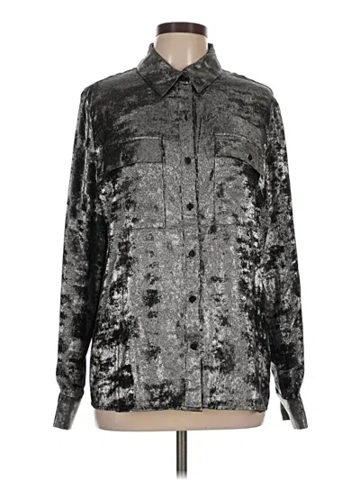Pre-owned Guess Long Sleeve Blouse In Silver