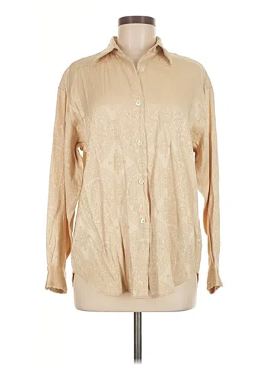 Pre-owned Guess Long Sleeve Blouse In Tan