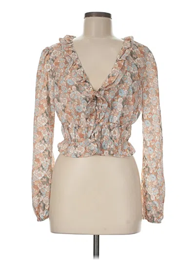 Pre-owned Guess Long Sleeve Blouse In Tan