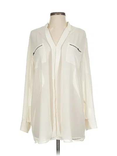 Pre-owned Guess Long Sleeve Blouse In White