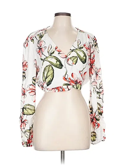 Pre-owned Guess Long Sleeve Blouse In White