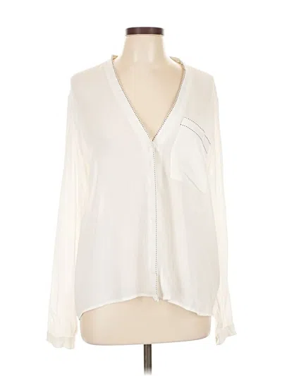 Pre-owned Guess Long Sleeve Blouse In White