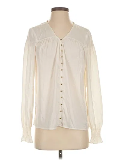 Pre-owned Guess Long Sleeve Blouse In White