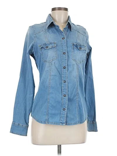 Pre-owned Guess Long Sleeve Button Down Shirt In Blue