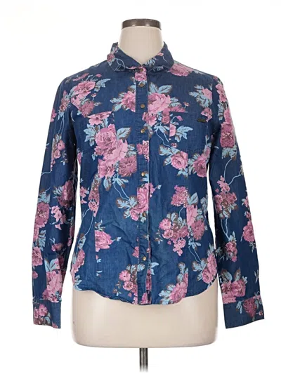 Pre-owned Guess Long Sleeve Button Down Shirt In Blue