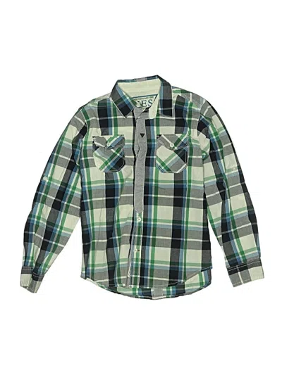Pre-owned Guess Kids' Long Sleeve Button Down Shirt In Green