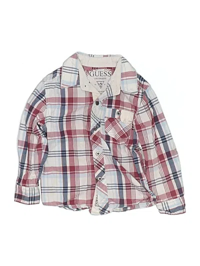 Pre-owned Guess Kids' Long Sleeve Button Down Shirt In Red