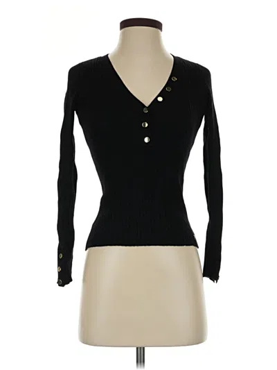 Pre-owned Guess Long Sleeve Henley Shirt In Black