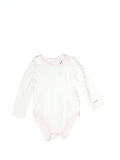 Pre-owned Guess Babies' Long Sleeve Onesie In White