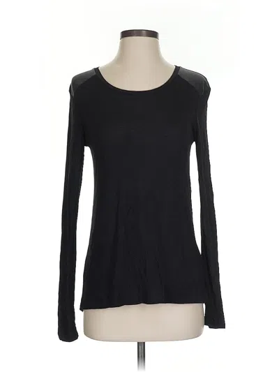 Pre-owned Guess Long Sleeve Top Black Crew Neck Tops
