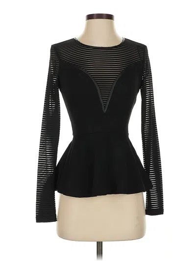 Pre-owned Guess Long Sleeve Top Black Keyhole Neckline Tops